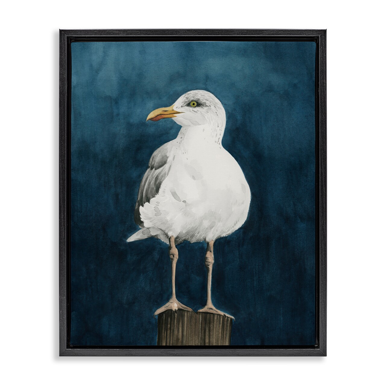 Stupell Industries Perched Coastal Bird Framed Floater Canvas Wall Art Design by Grace Popp